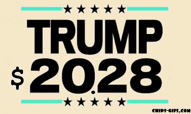 Donald Trump in front of a 2028 flag that has been altered to look like a $20.28 flag in a prison jump suit on a transparent background