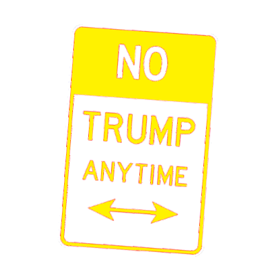 No Trump any time parking sign