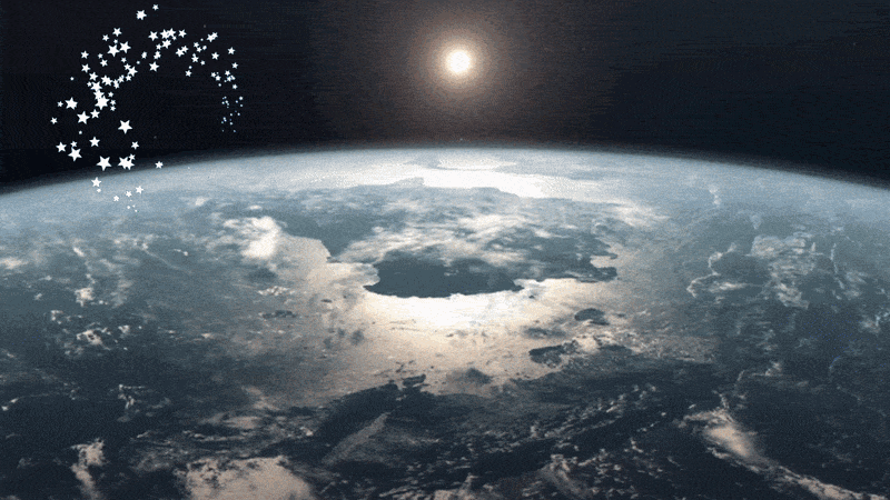  Animated GIF of the inspirational Bible verse 'Blessed are the meek, for they shall inherit the earth' - Matthew 5:5 with a depiction of outer space with the sun breaking over the face of the earth In the background.