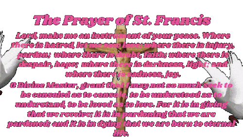  Animated Jesus on the cross With doves flying up to it and the beutiful prayer of St Francis