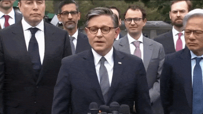 all the oligarchs Trump turned 'super intelligent' over to Including Elon Musk and Zuckerberg and states that Trump says that they will be policing themselves