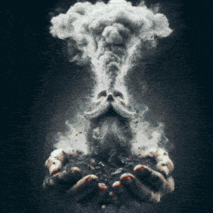 scenes of smoke rising from different objects into the air spelling out the word WASTED